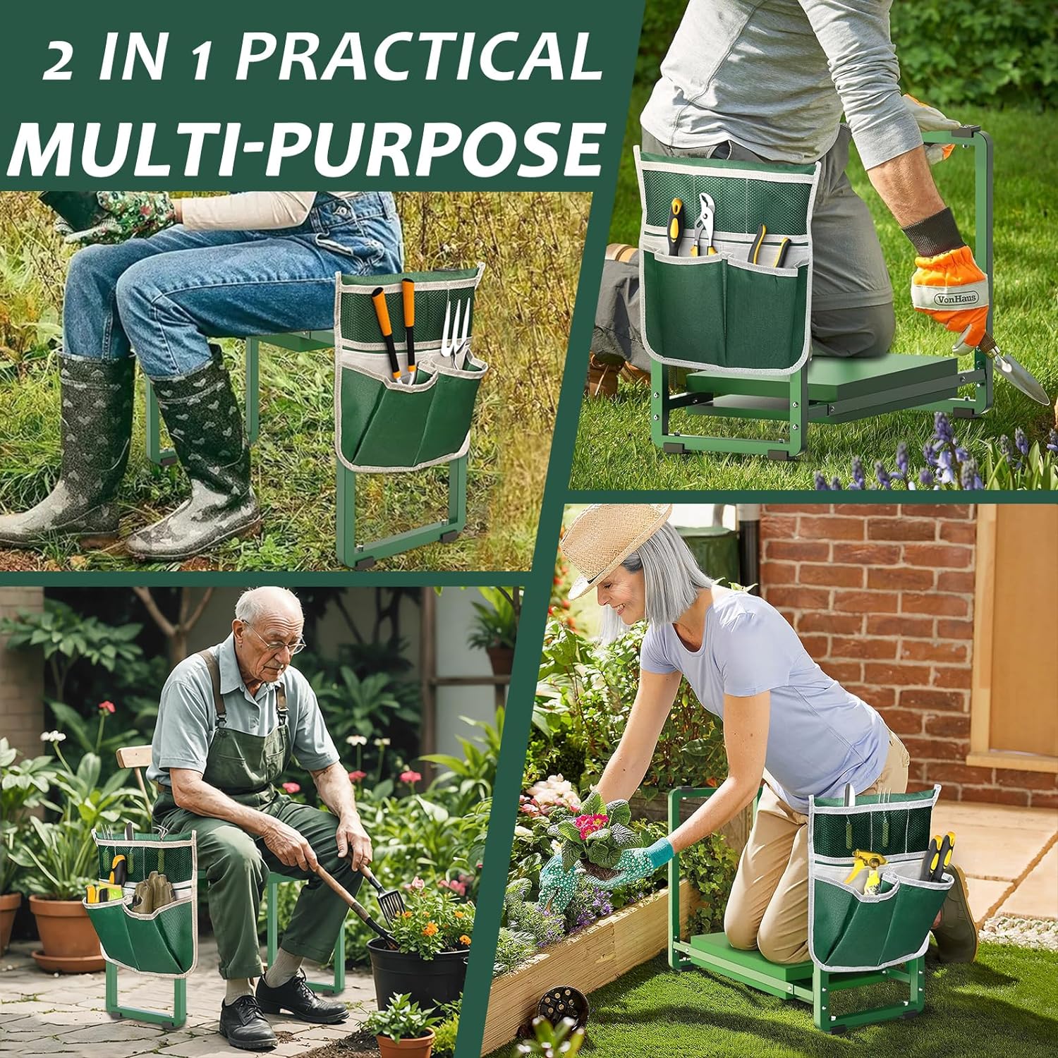 Garden Kneeler and Seat, 10.2" Wider Heavy Duty Thick for Kneeling and Seat | Multifunctional Kneeler Bench, Gardening