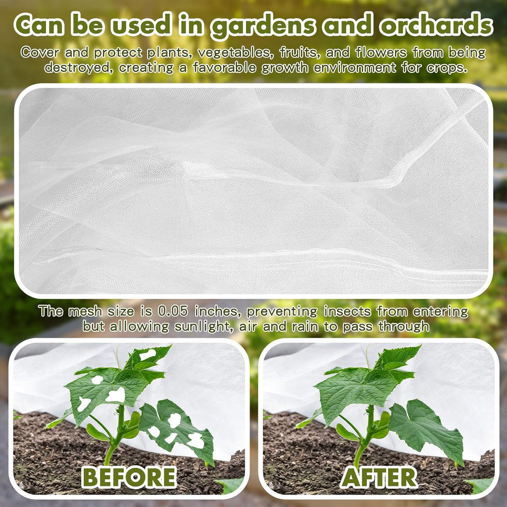 Woanger 3 Pcs Garden Netting for Raised Beds 2x4 Fine Mesh Raised Beds Garden Bug Netting Pest Barrier Screen with