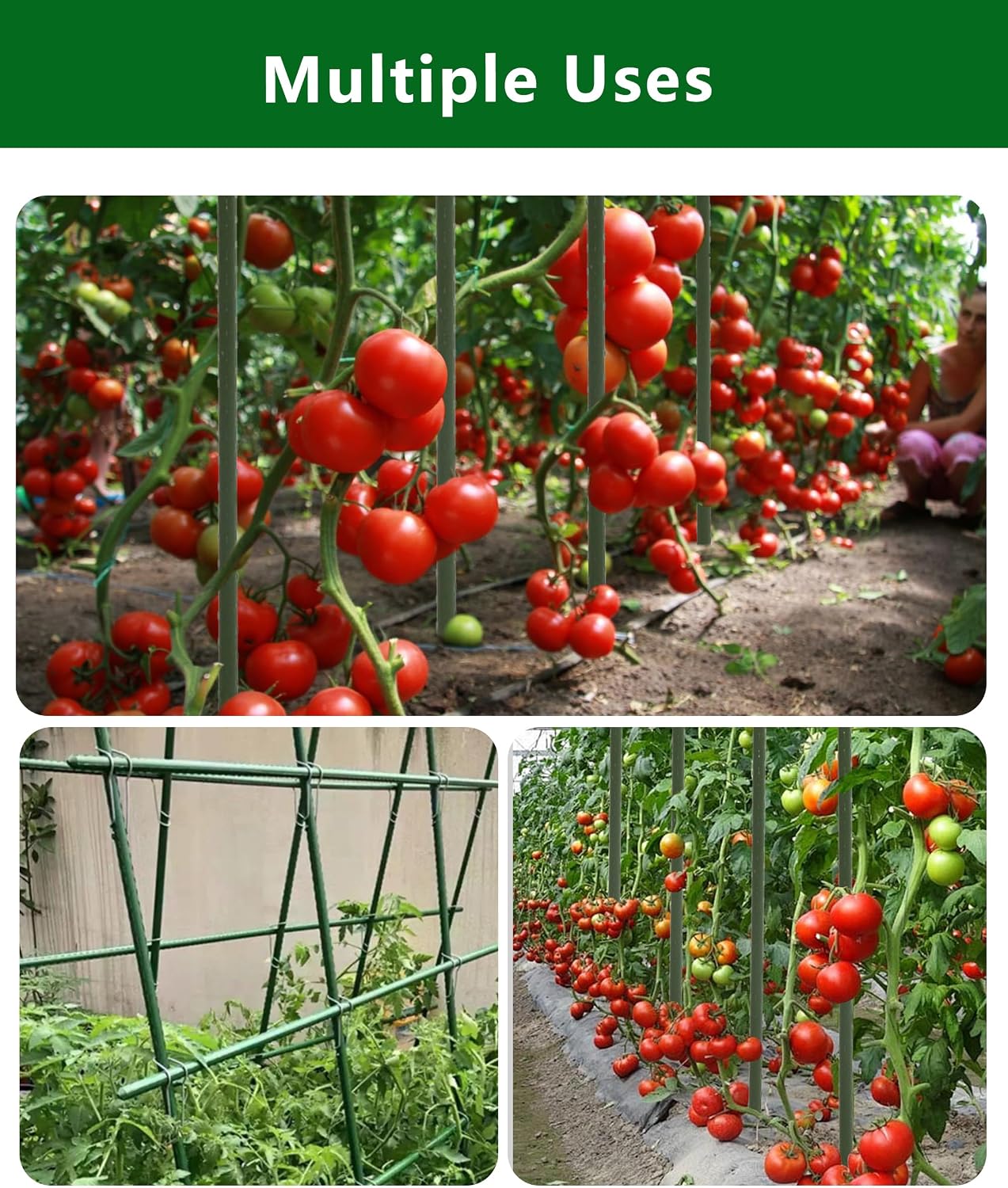 4ft Garden Stakes, Plastic Coated Steel Plant Stakes for Climbing Plants 25pcs