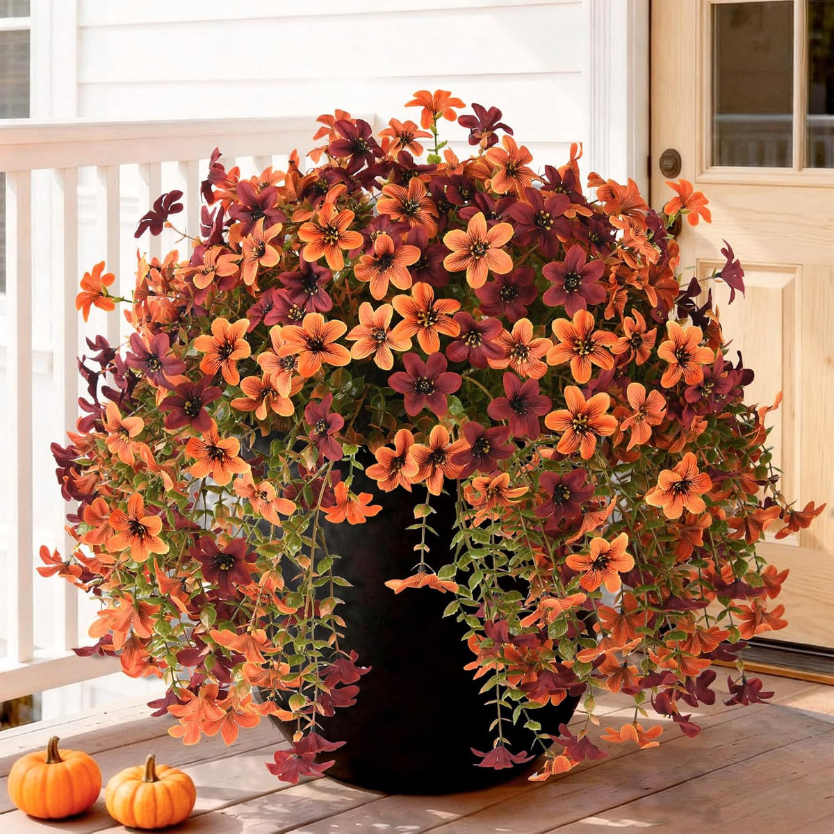 INQCMY Fall Artificial Mums Flowers for Outdoors Planter Fake Plants 6 PCS
