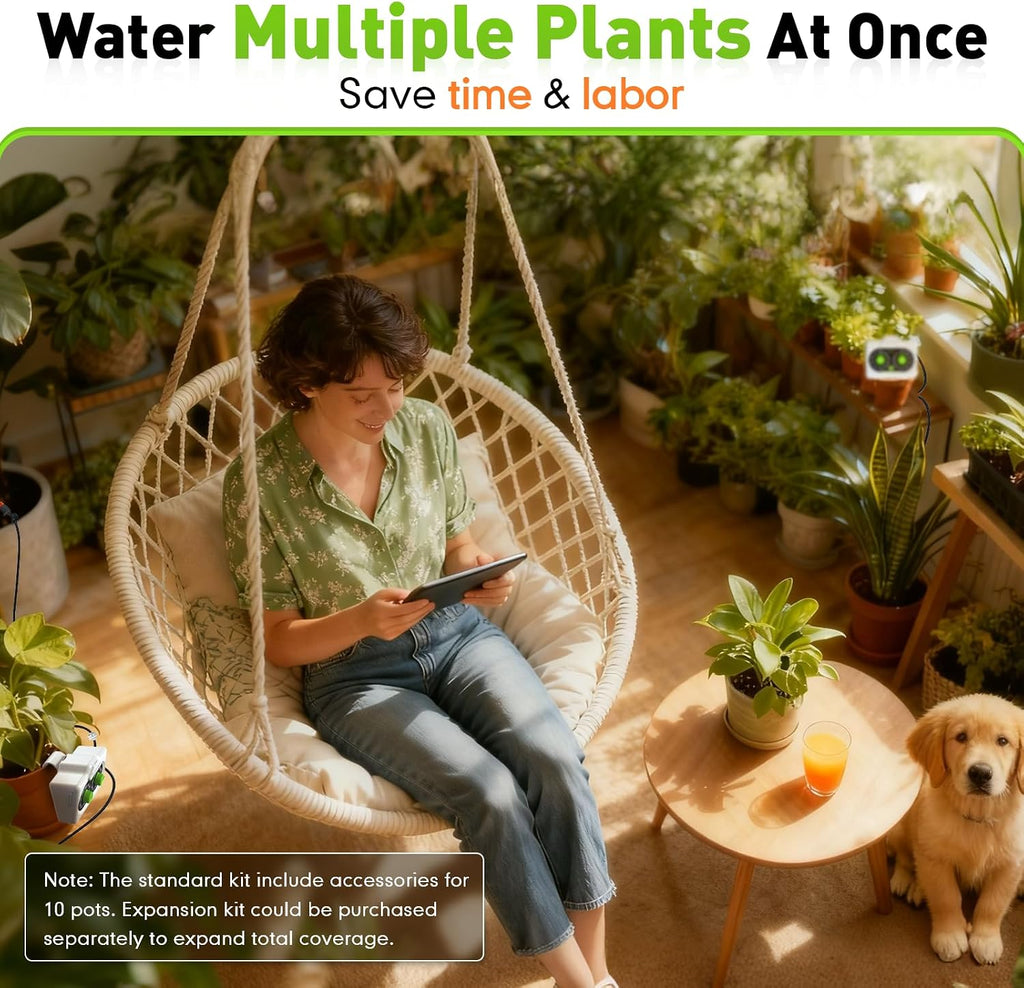 RAINPOINT Easy-Setup Automatic Plant Waterer Indoor for Pot Plant Adjustable Water Output,Battery Powered Outdoor IP54