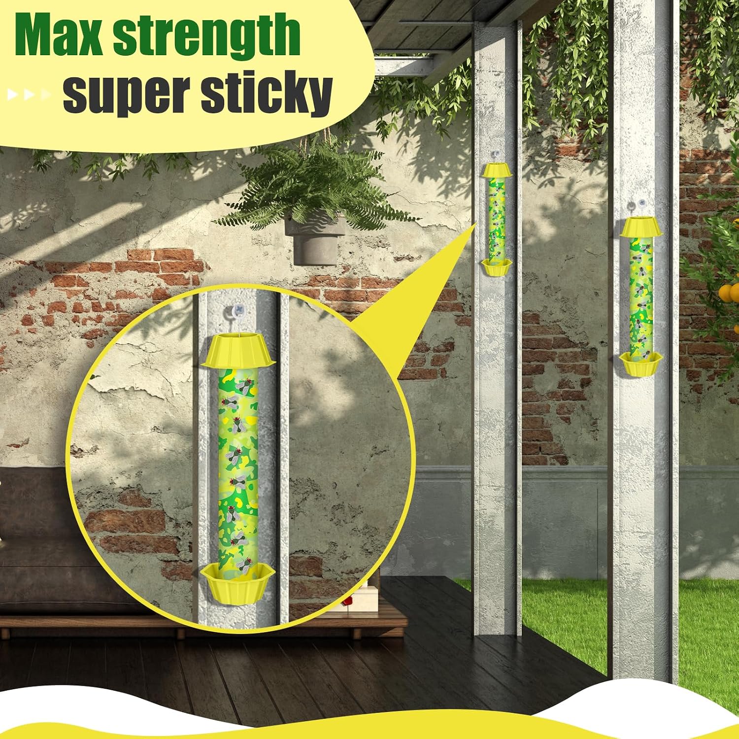 Qualirey 8 Pcs Sticky Fly Trap Fly Stick with Hanging Hook Adhesive Flying for Indoor Outdoor Trap Houseflies and