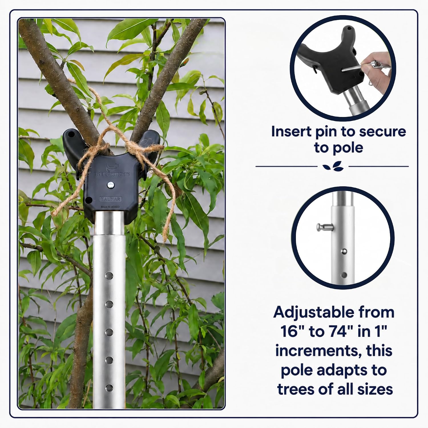 Tree Branch Support Pole & Crutch – Protect Limbs from Breaking (1-Pack) | Holds Up To 100 Lbs & Adjusts 16"–74"