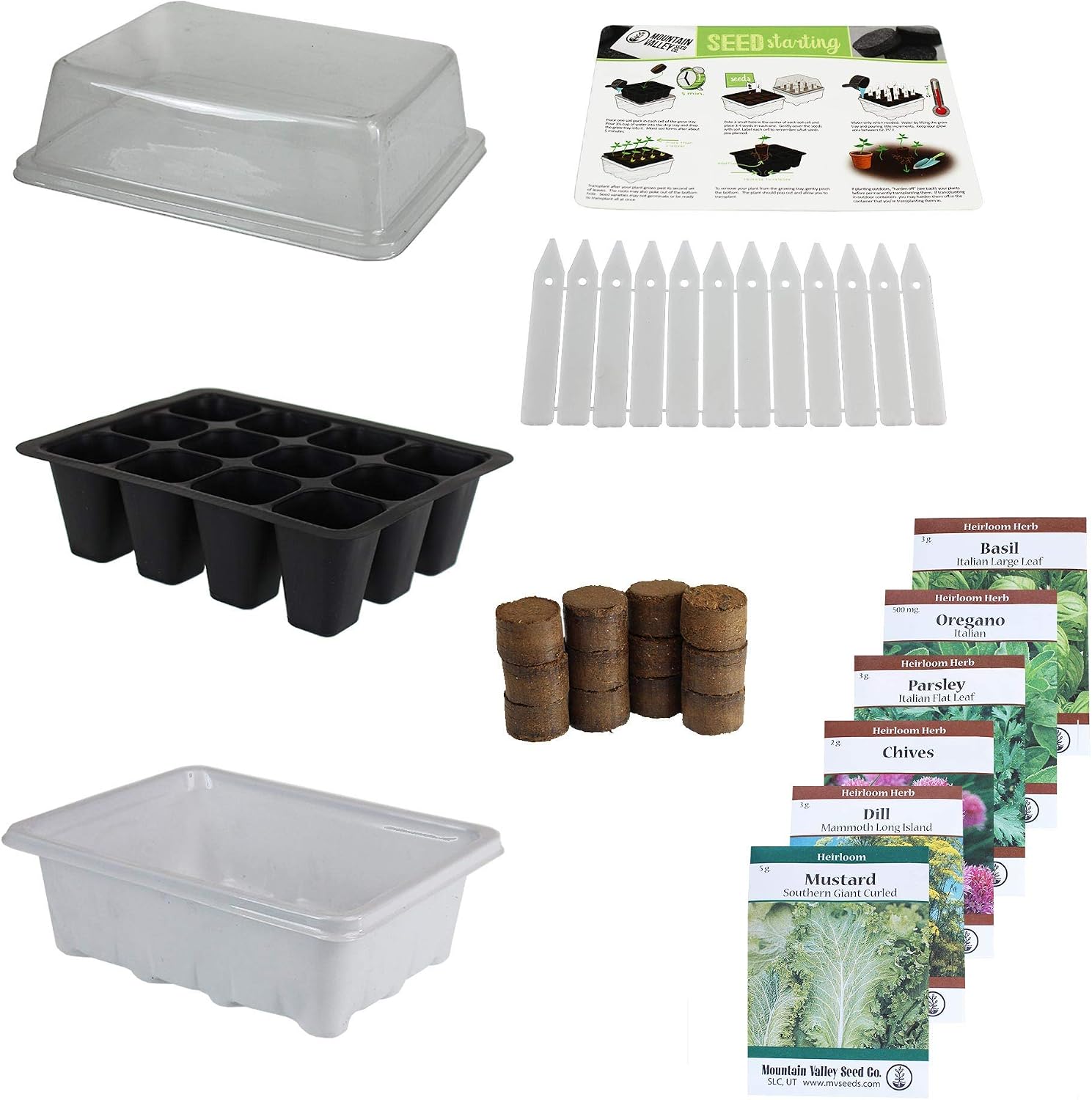 Mountain Valley Seed Co Culinary Indoor Herb Garden Starter Kit Basic Herb | Non-GMO Seeds 6 Varieties | Grow Cooking