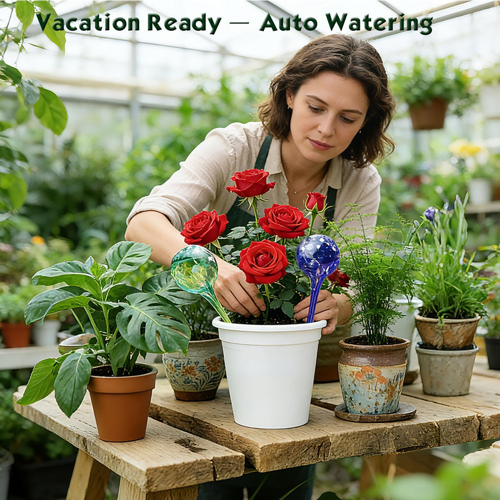 Plant Self Watering Globes, Colorful Glass Plant Watering Device Outdoor | 6pcs Automatic Watering Bulbs for Vacation