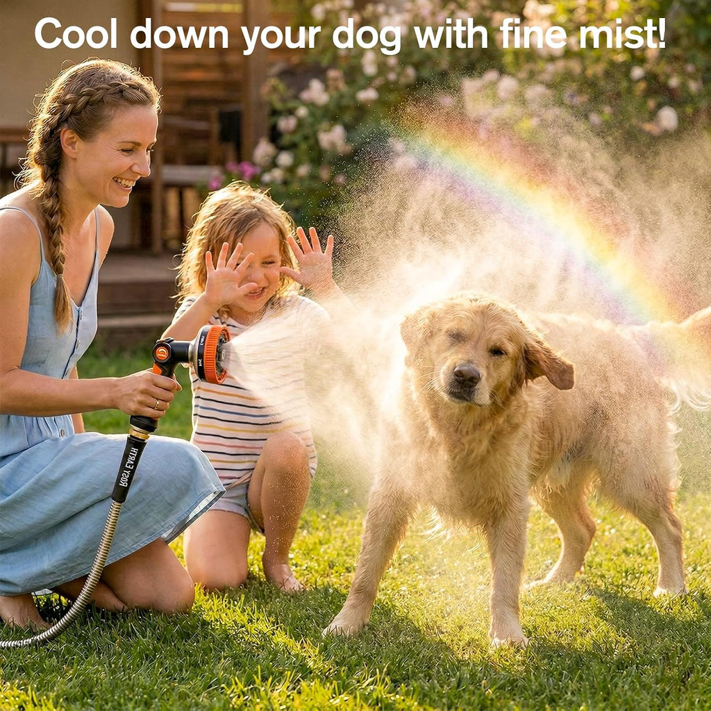 Garden Hose Nozzle, 3.6" Ultra-Wide Metal Hose Sprayer, Orange