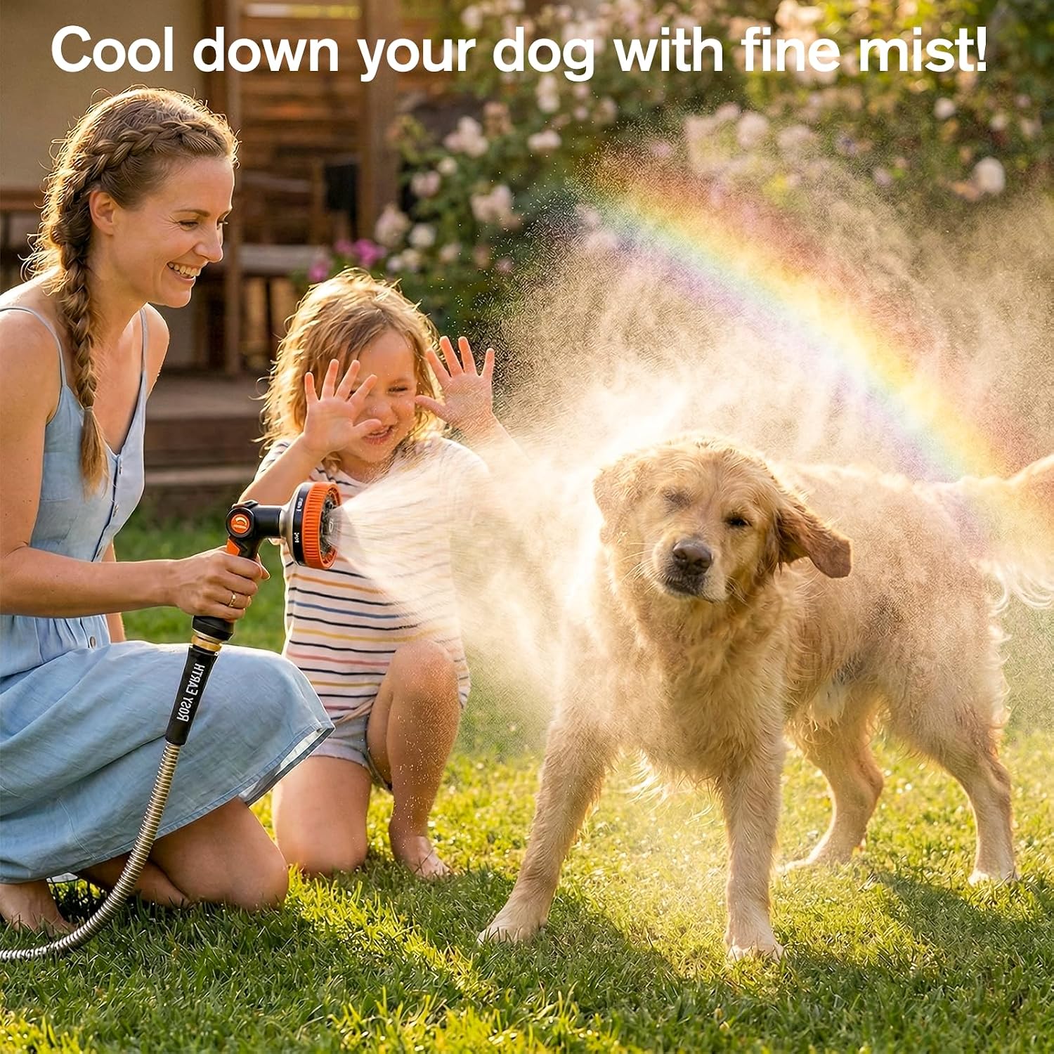 Garden Hose Nozzle, 3.6" Ultra-Wide Metal Hose Sprayer, Orange