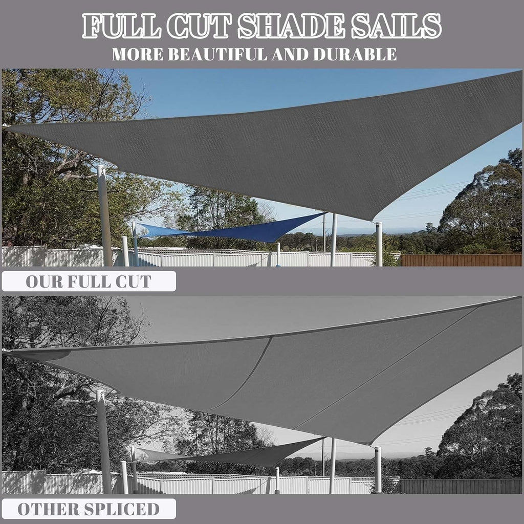 Cool Area Sun Shade Sail for Patio Backyard, Rectangle 12x16ft, Dark Grey | 95% UV Protection. 85%-90% Shading Rate.