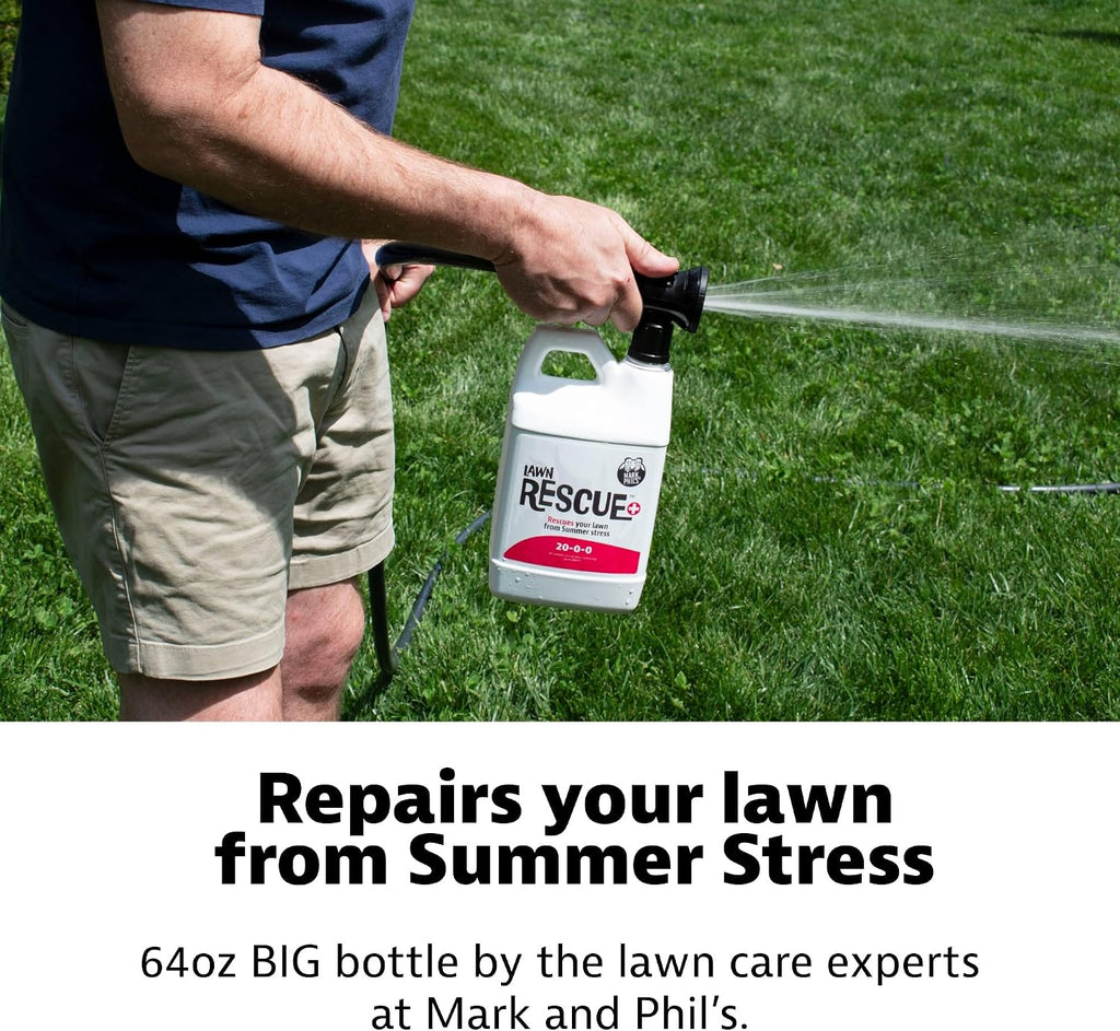 Lawn Rescue by Mark and Phil’s, Liquid Lawn Fertilizer, Fast Lawn Recovery for Summer Heat and Drought Stress, 20-0-0