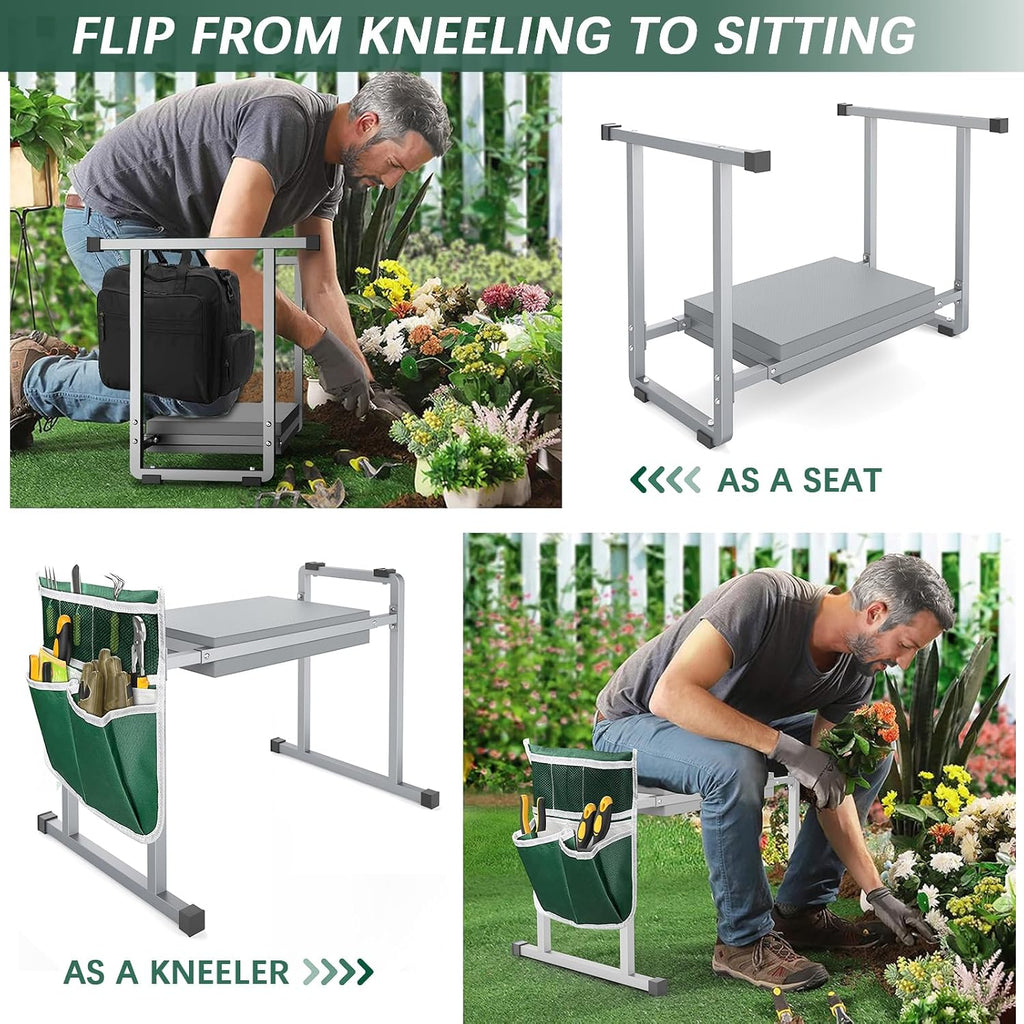 Garden Kneeler and Seat, 10.2" Stable and Save Anti-Tipping with Handle | Multifunctional Gardening Stool for Seniors