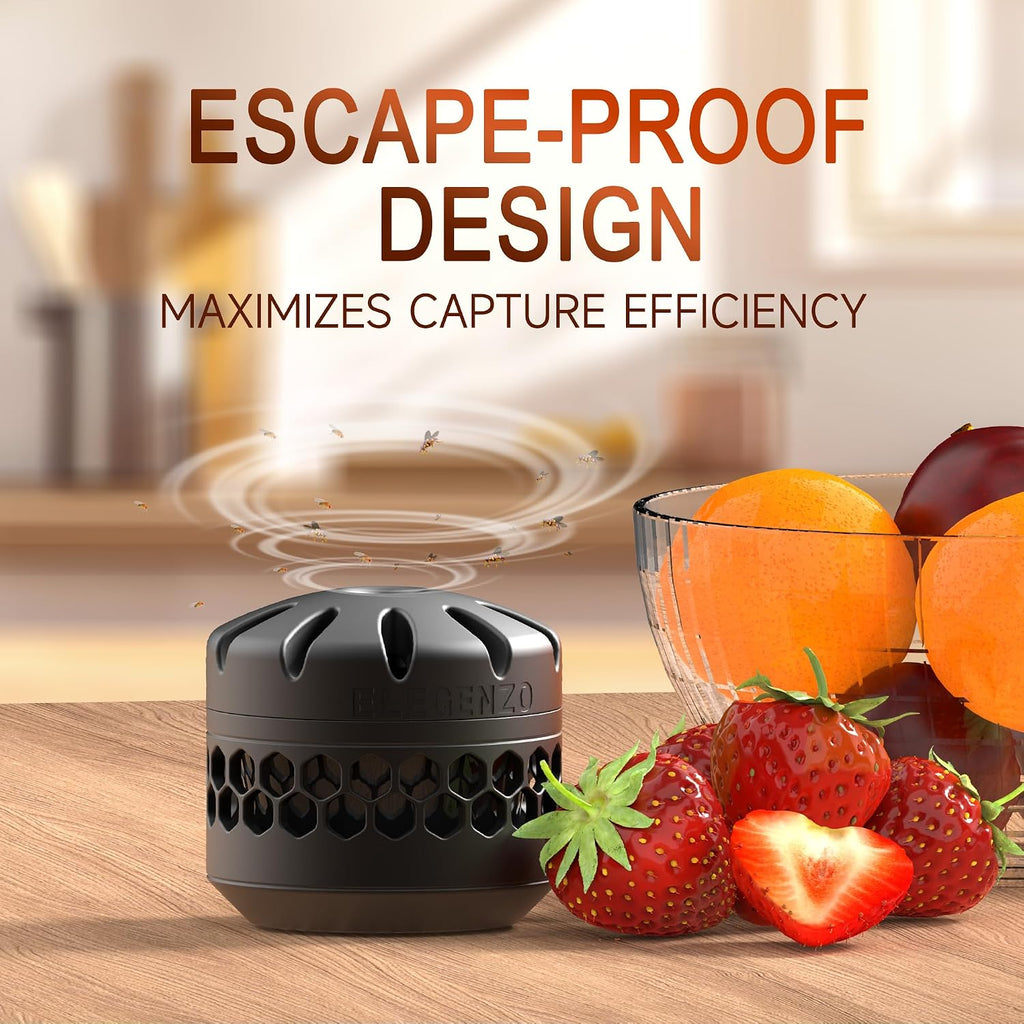 Fruit Fly Traps for Indoors: Fruit Fly and Drain Fly Traps Indoor - Reusable Escape-Proof Trap and Powerful Fruit-Based