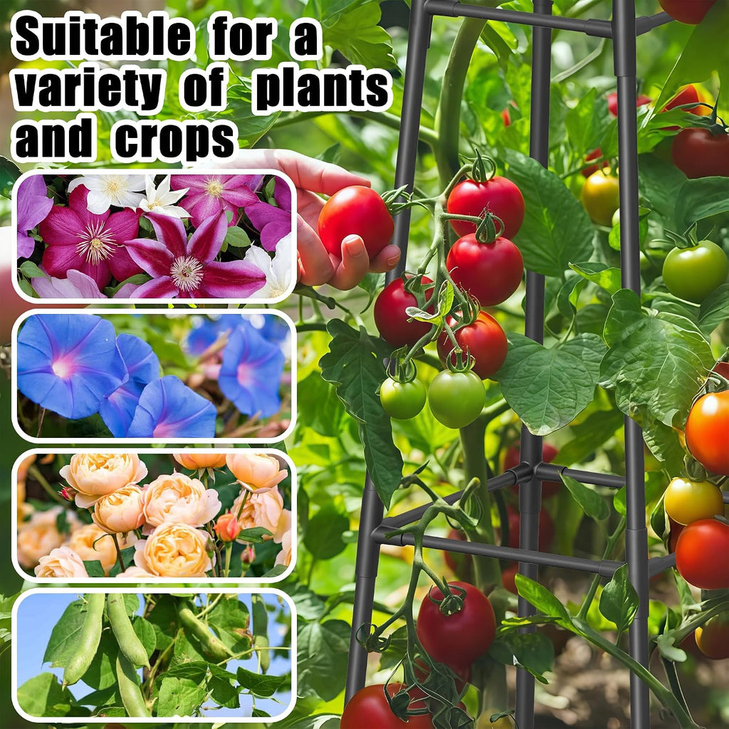 4FT Obelisk Trellis for Climbing Plants Outdoor, 16mm Rust-Proof Extra Thickened Plastic-Coated Metal Pipes, Indoor