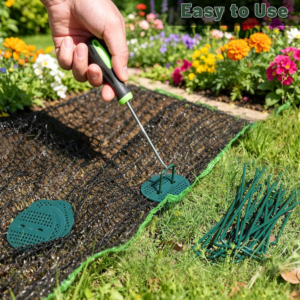 6 Inch 100 Pcs Galvanized Landscape Staples 100 Pcs Gaskets Pick Hook Garden Stakes 11 Gauge Anti-Rust Landscaping