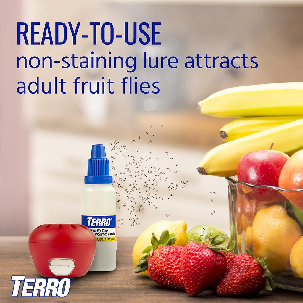 Terro Fruit Fly Traps for Indoors (12 Pack) + 540 Days of Lure Supply