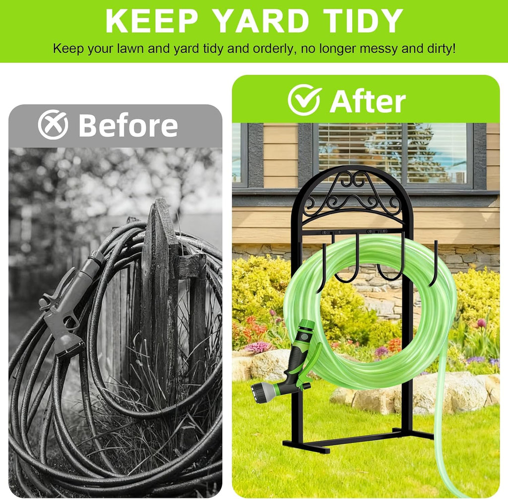 Garden Hose Holder，2Pack Freestanding Heavy Duty Hose Water Hose Reel Stand | Hose Holder with 4 Stabilizing Spikes