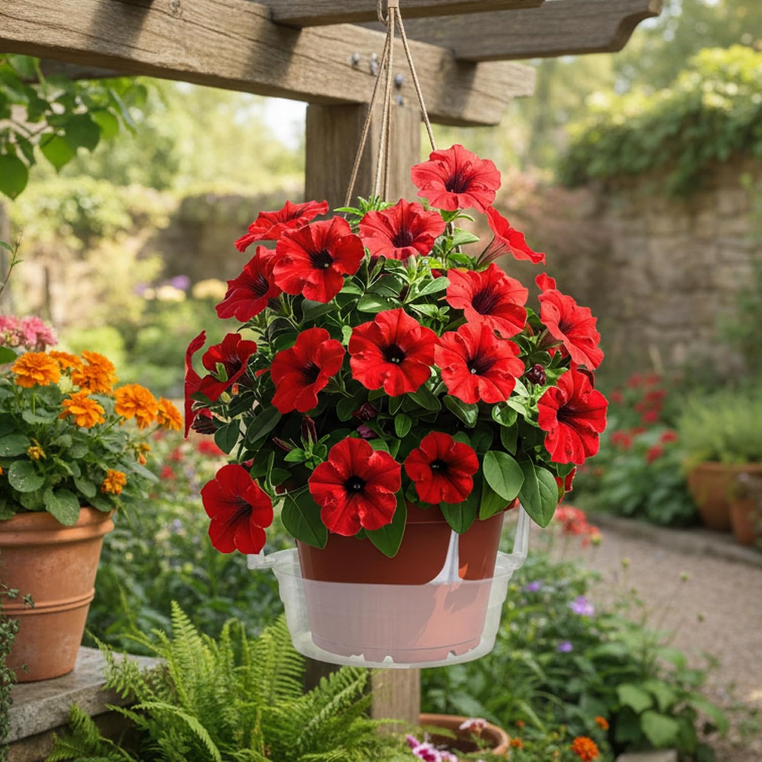 Curtis Wagner Plastics Hanging Basket Drip Pans (5-Pack) | Clear, Round (Diameter = Base 9", Top 12", Depth 3.75")