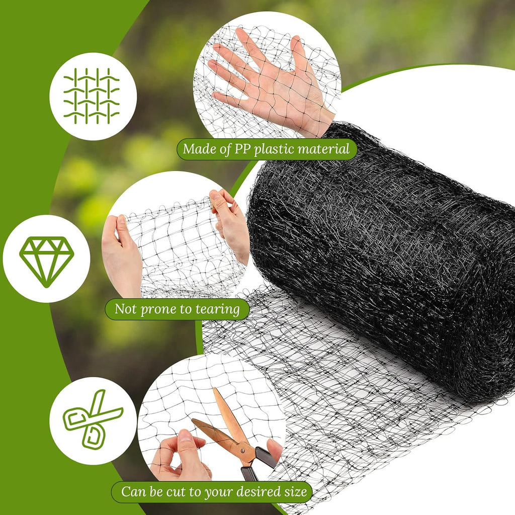 Woanger 3 Pack Deer Fence Netting Bird Netting Garden Net with 150 Pcs Cable Ties for Bird Protect Plants, Vegetables