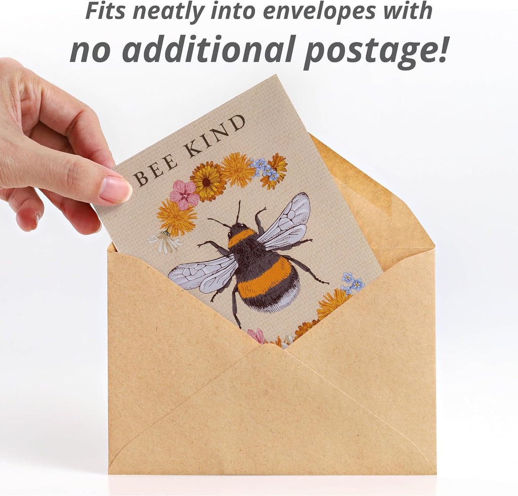 Bee Kind Pollinator | Beautiful Bee Art | Environmental Favors Cards for Guests Seed Packets | Pollinator Wildflower