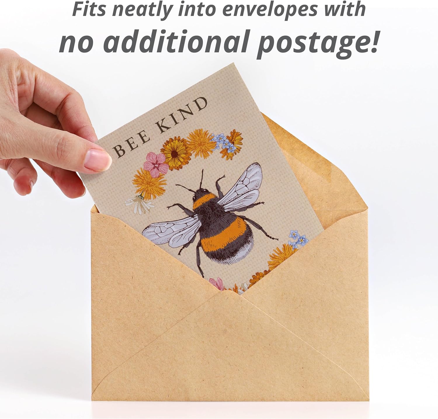 Bee Kind Pollinator | Beautiful Bee Art | Environmental Favors Cards for Guests Seed Packets | Pollinator Wildflower