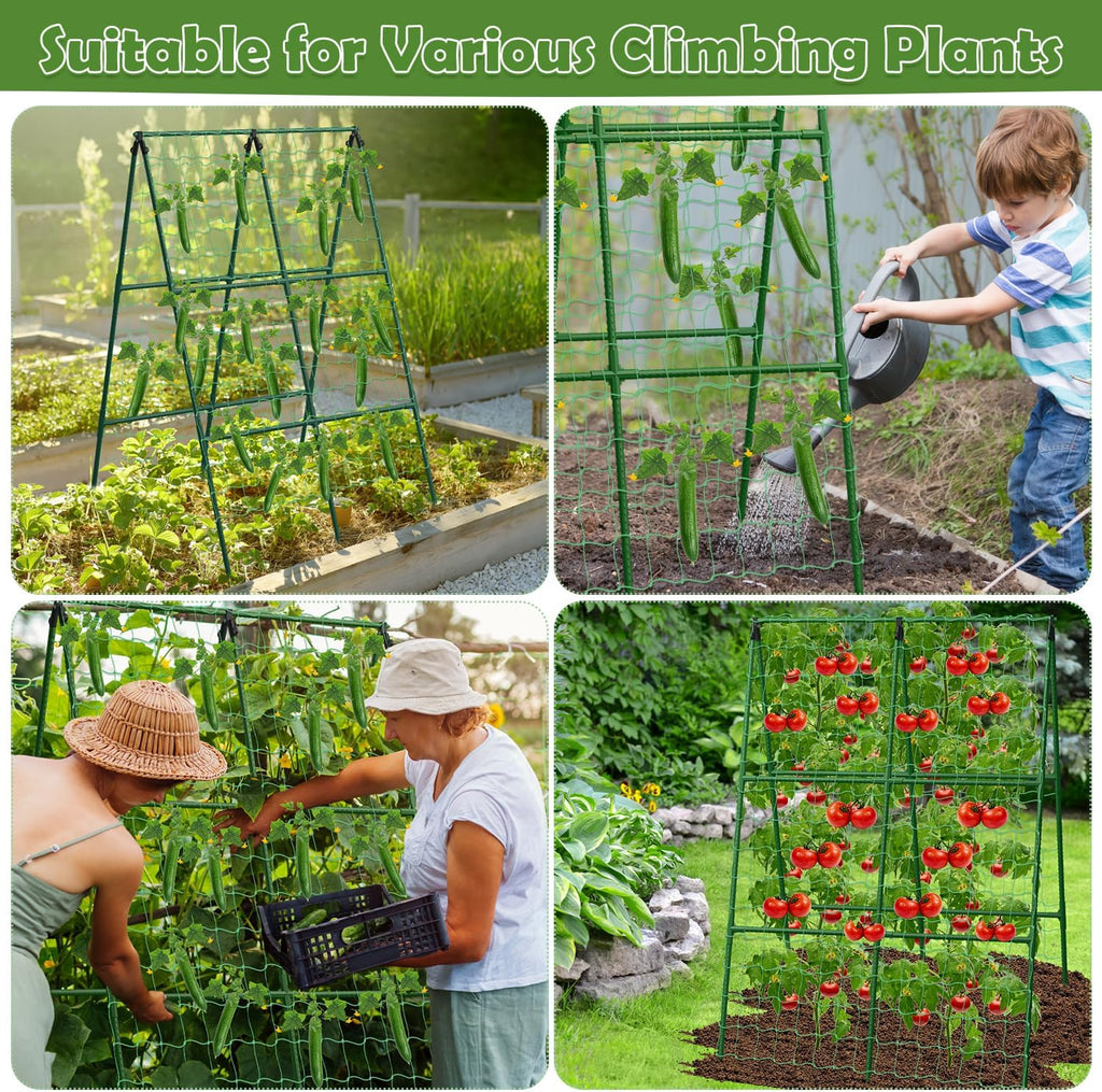 2 Packs Cucumber Trellis for Raised Beds, 31 X 47 Inch Adjustable Size A-Frame Garden Trellis for Climbing Plant
