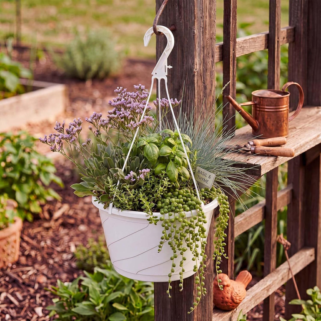 8 Pcs 10 Inch Modern Euro Swirl Hanging Planter Uv-Resistant Plastic Hanging Basket Smart Drainage Lightweight Indoor