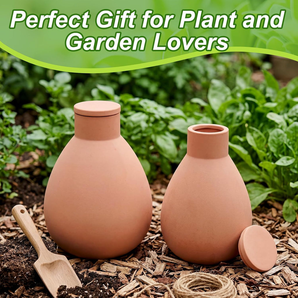 1.25 Gallon Large Olla Terracotta Watering Pots with Lid Self Watering Pots Water Dripper Automatic Plant Irrigation