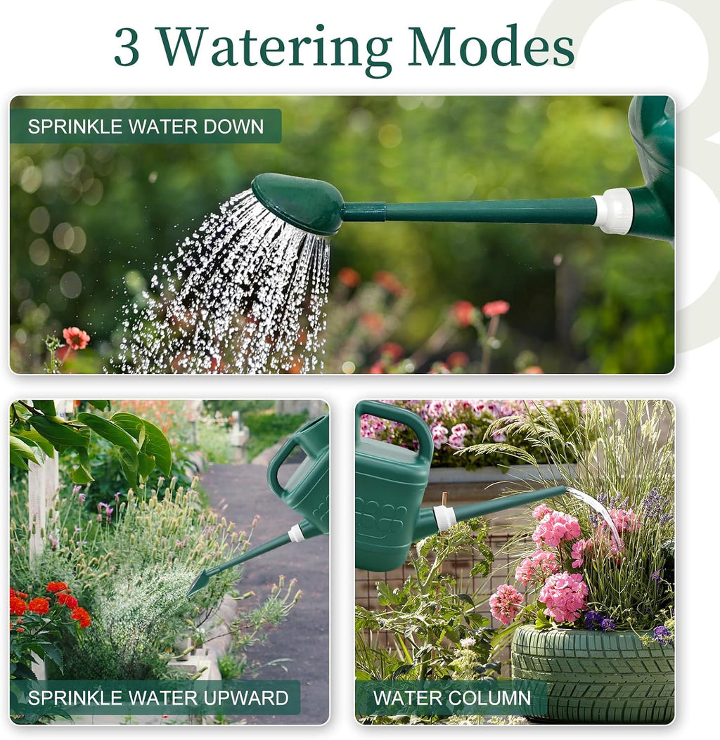 2 Gallon Watering Can, Large Garden Watering Can for Outdoor Plants | Removable Long Spout, Detachable Stainless Steel