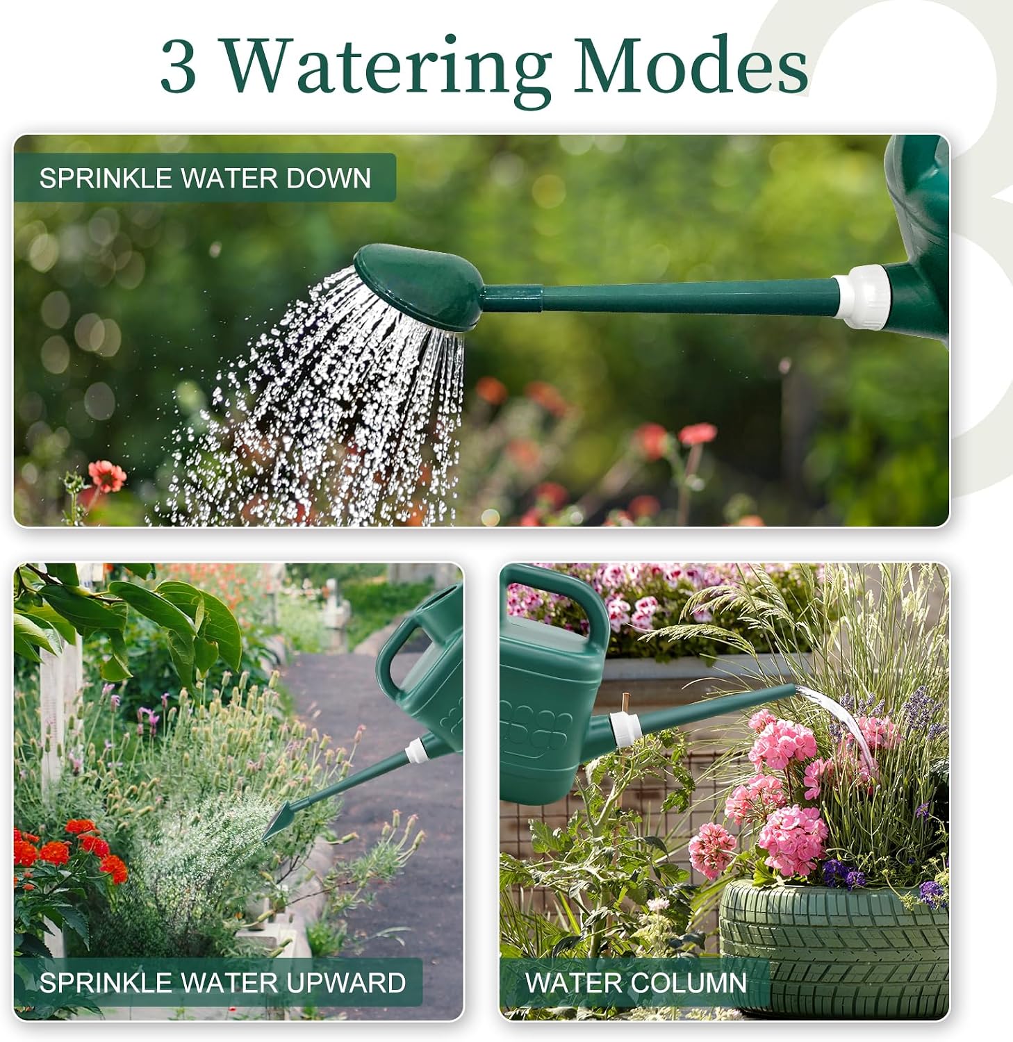 2 Gallon Watering Can, Large Garden Watering Can for Outdoor Plants | Removable Long Spout, Detachable Stainless Steel