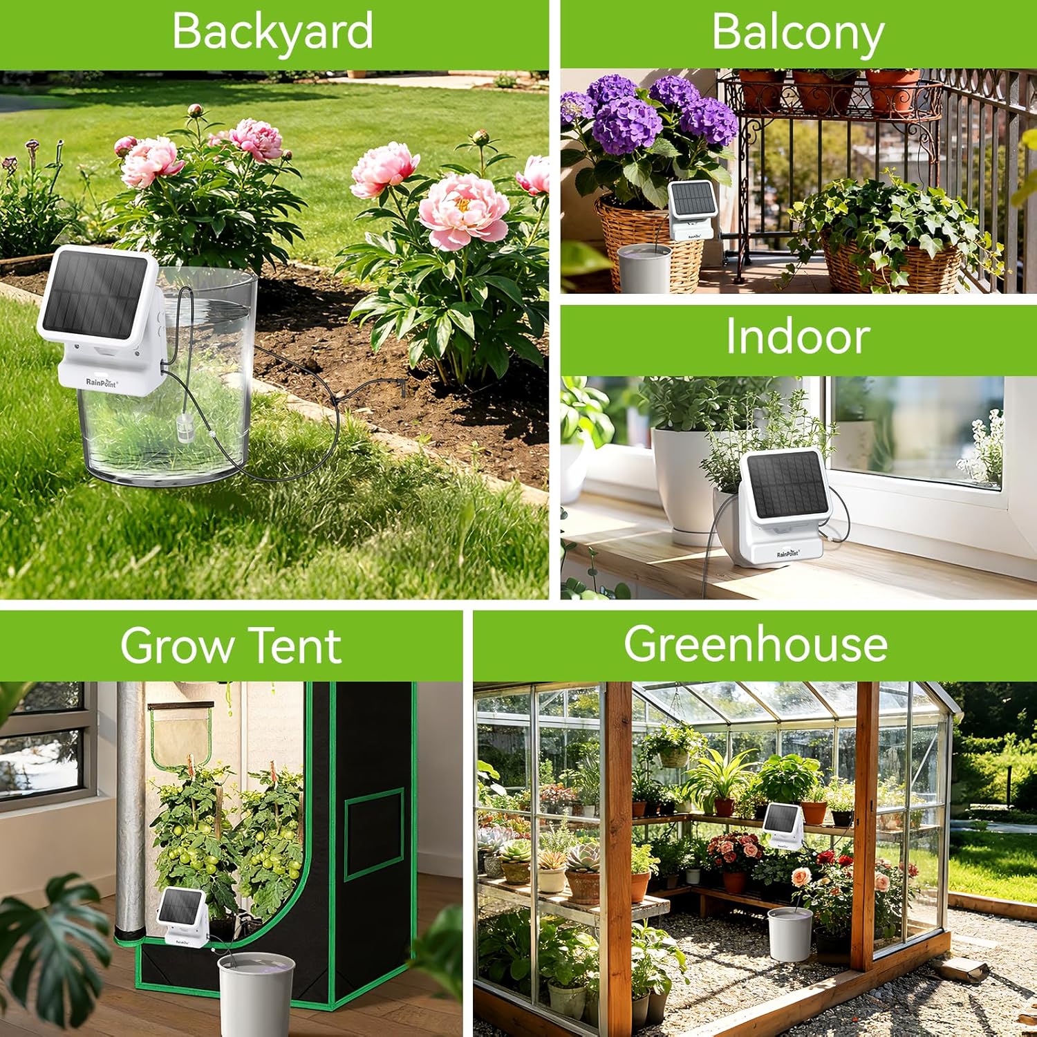 RAINPOINT Smart WiFi Solar Drip Irrigation System for Indoor&Outdoor Use,WiFi HUB Need,APP Control Auto Plant Waterer