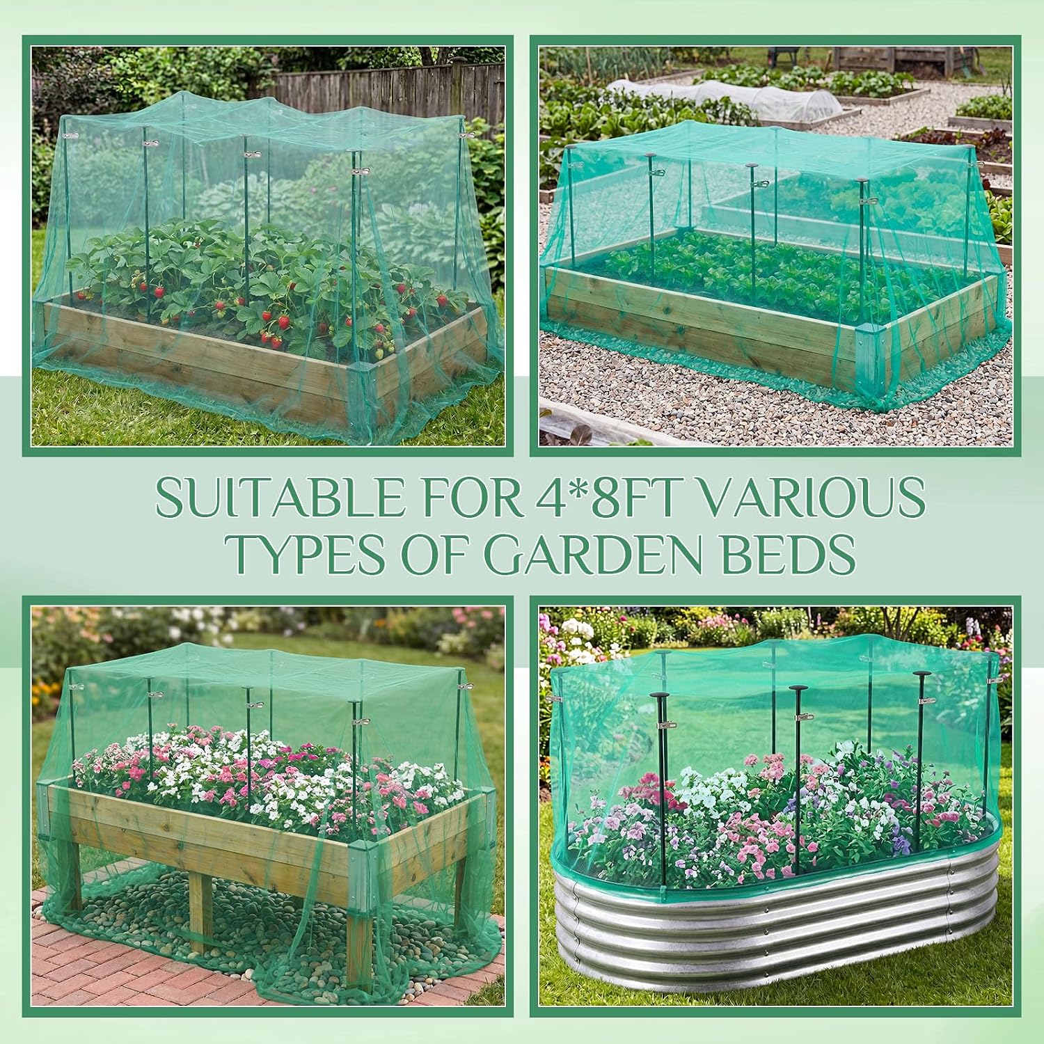 Metal Garden Netting Kit, 16.4 x 9.84 ft,Green