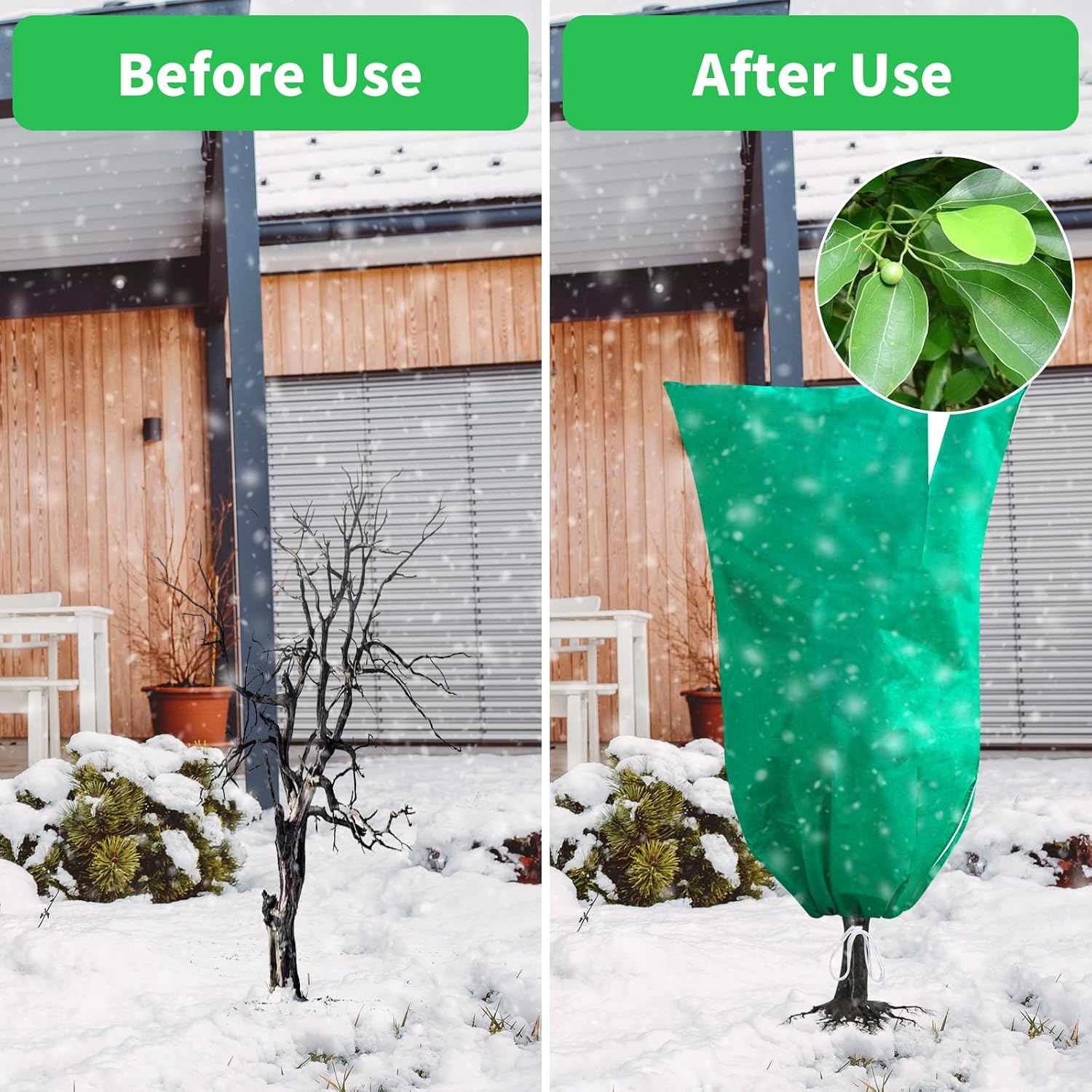 Phopich 4 Pack Plant Covers Freeze Protection 32''W x 48''H 2.5oz/yd² | Winter Tree Frost Blankets Frost Cloths