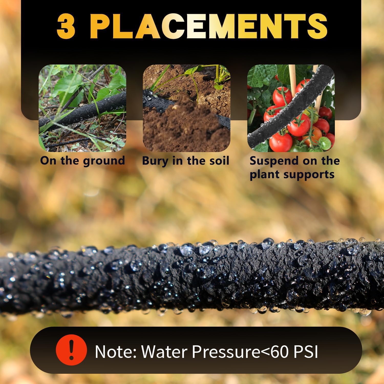 Hopegiver 5/8’’ Soaker Hose 25 ft 2 Pack, Heavy Duty Garden Soaker Hoses with Solid Brass Fitting, Rubber Drip Hose for