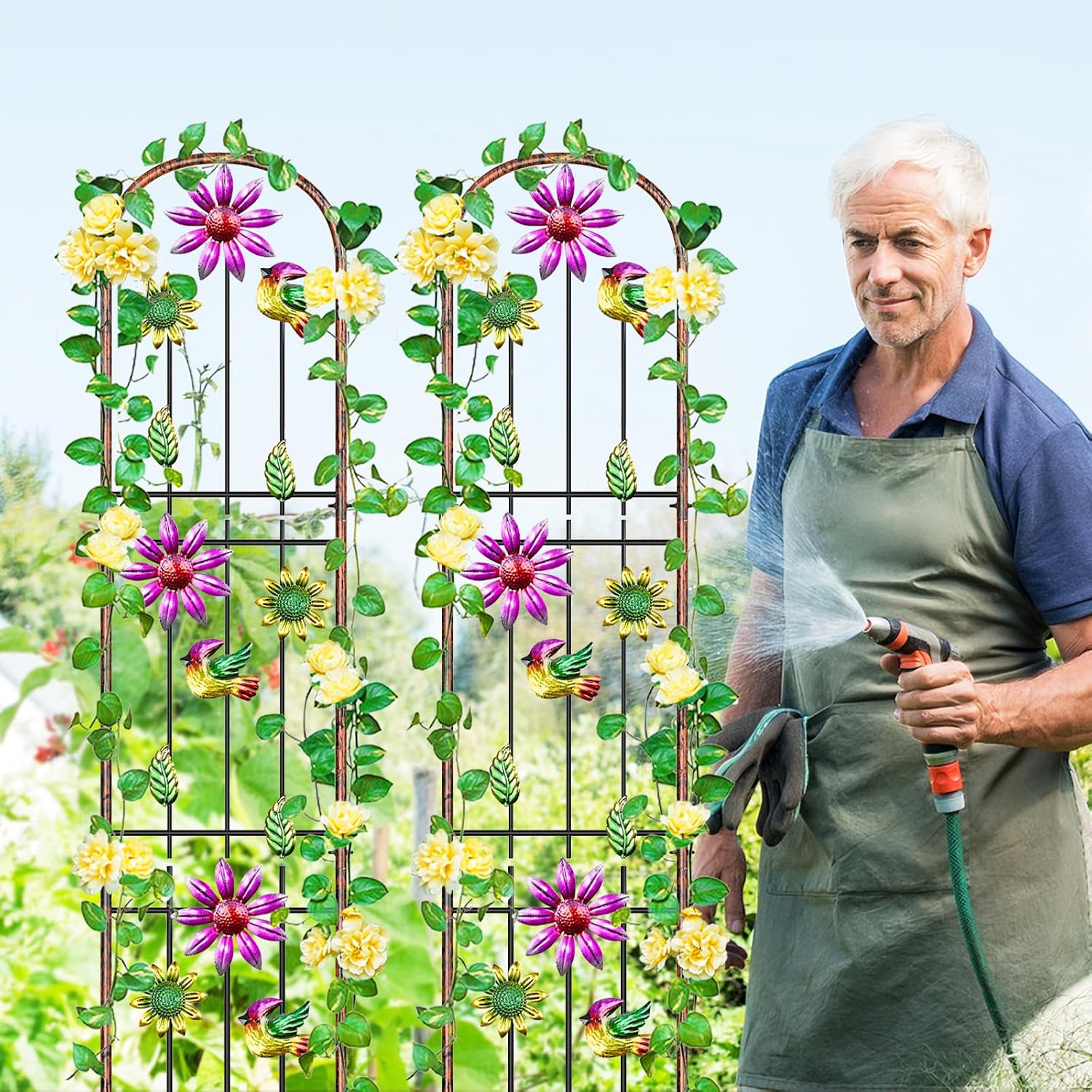 Metal GardenTrellis, Arched Fence Trellis Plant Support Trellises, Supporting Plants Outdoor Decoration for Climbing