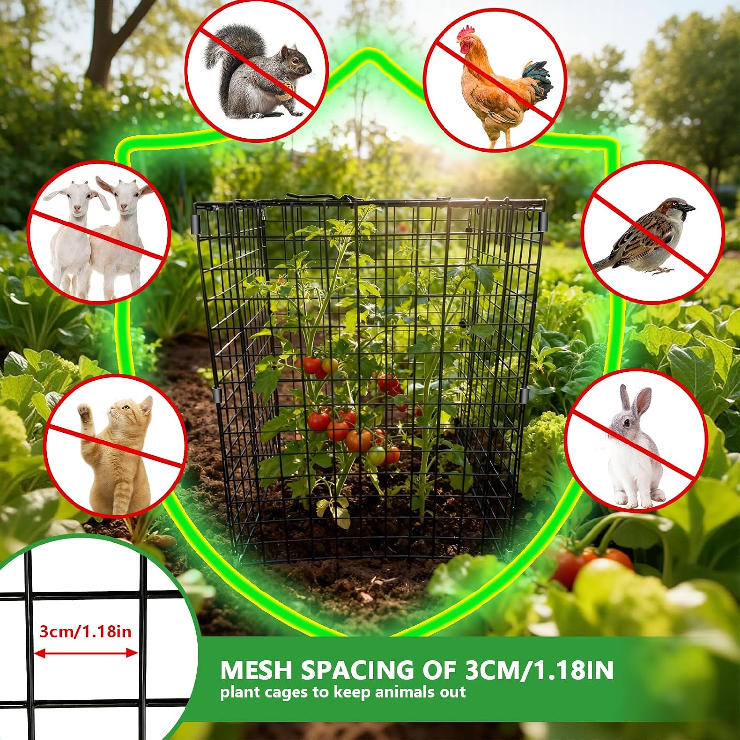 Metal Plant Cages for Outdoor Plants, Garden Cloches for Plants Rustproof | Heavy-Duty Rustproof Metal,Durable plant