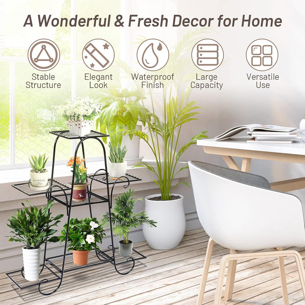 S AFSTAR 7 Tier Plant Stand, Parisian Style Garden Cart Stand, Multi-layer Mental Plant Stand, Plant Flower Pot Display