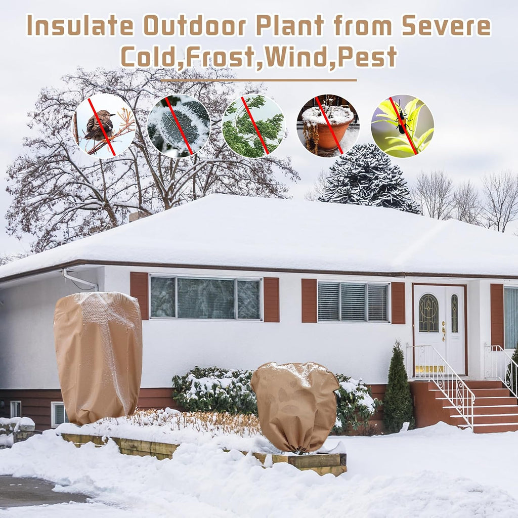 6 Pcs Plant Covers Freeze Protection Reusable Plant Protector with Zipper Frost Cloth Warm Blankets, Winter Bush Covers