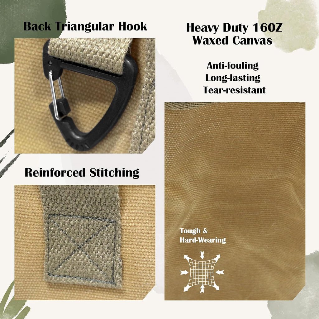 Waxed Canvas Utility Tote Bag, Large Capacity Multi-Pocket Garden Tool Bag, Heavy Duty Waterproof Work Tote for