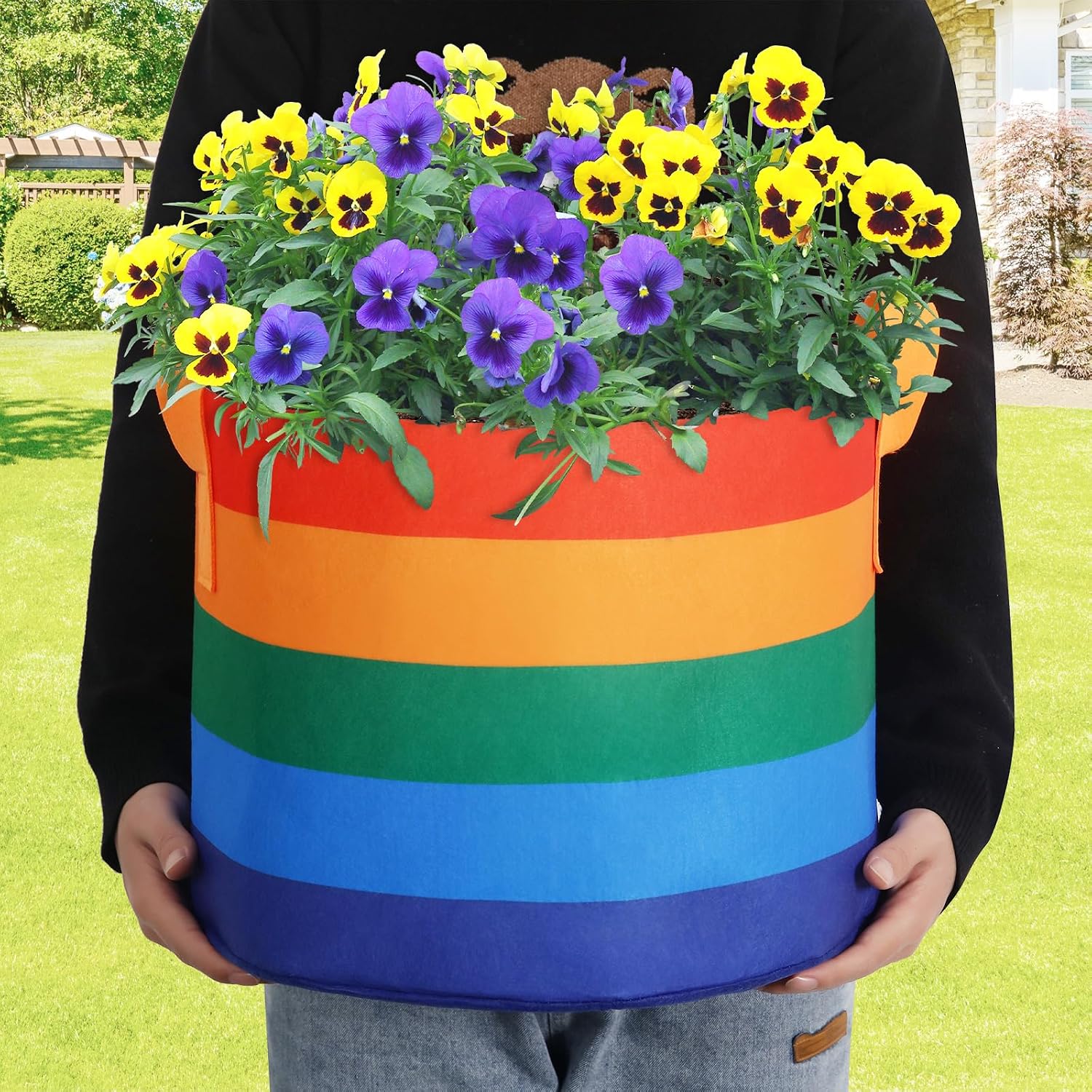 LITLANDSTAR 6 Pack 10 Gallon Grow Bags, Heavy Duty Thickened Colorful Nonwoven Plant Fabric Pots with Handles