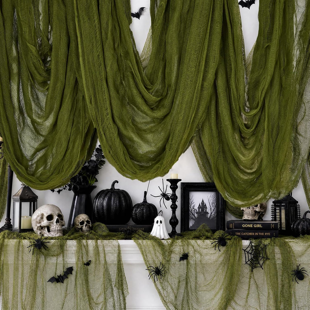 600 x 80 in Halloween Creepy Cloth for Yard and Outdoor Decorations, Green