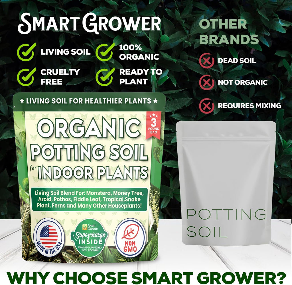 Organic Potting Soil for Indoor Plants, Living Soil, Ready to Use, 3 LB | Boost House Plant Growth for Monstera, Fiddle