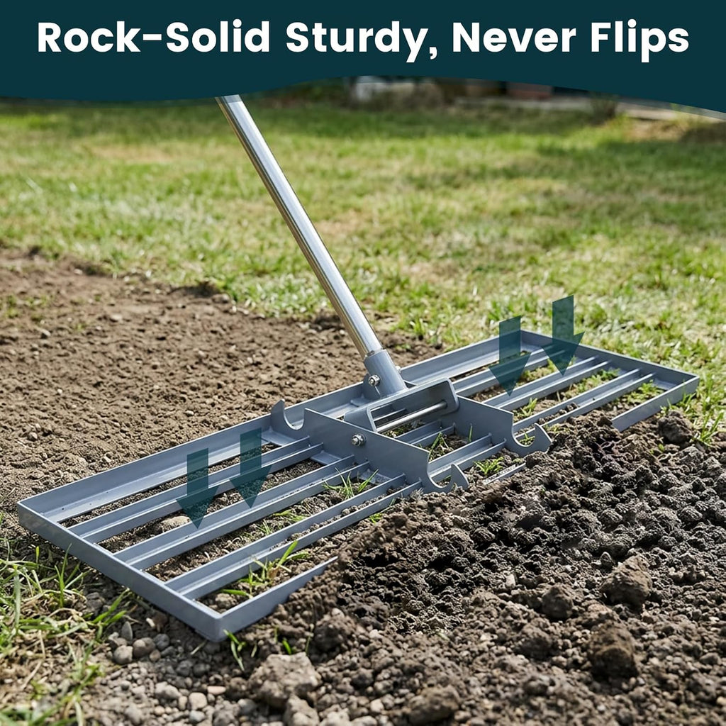 Lawn Leveling Rake 45" 6.5ft Lawn Leveler Ground Full Stainless Steel Leveling Landscape Rake Topdressing Spreader