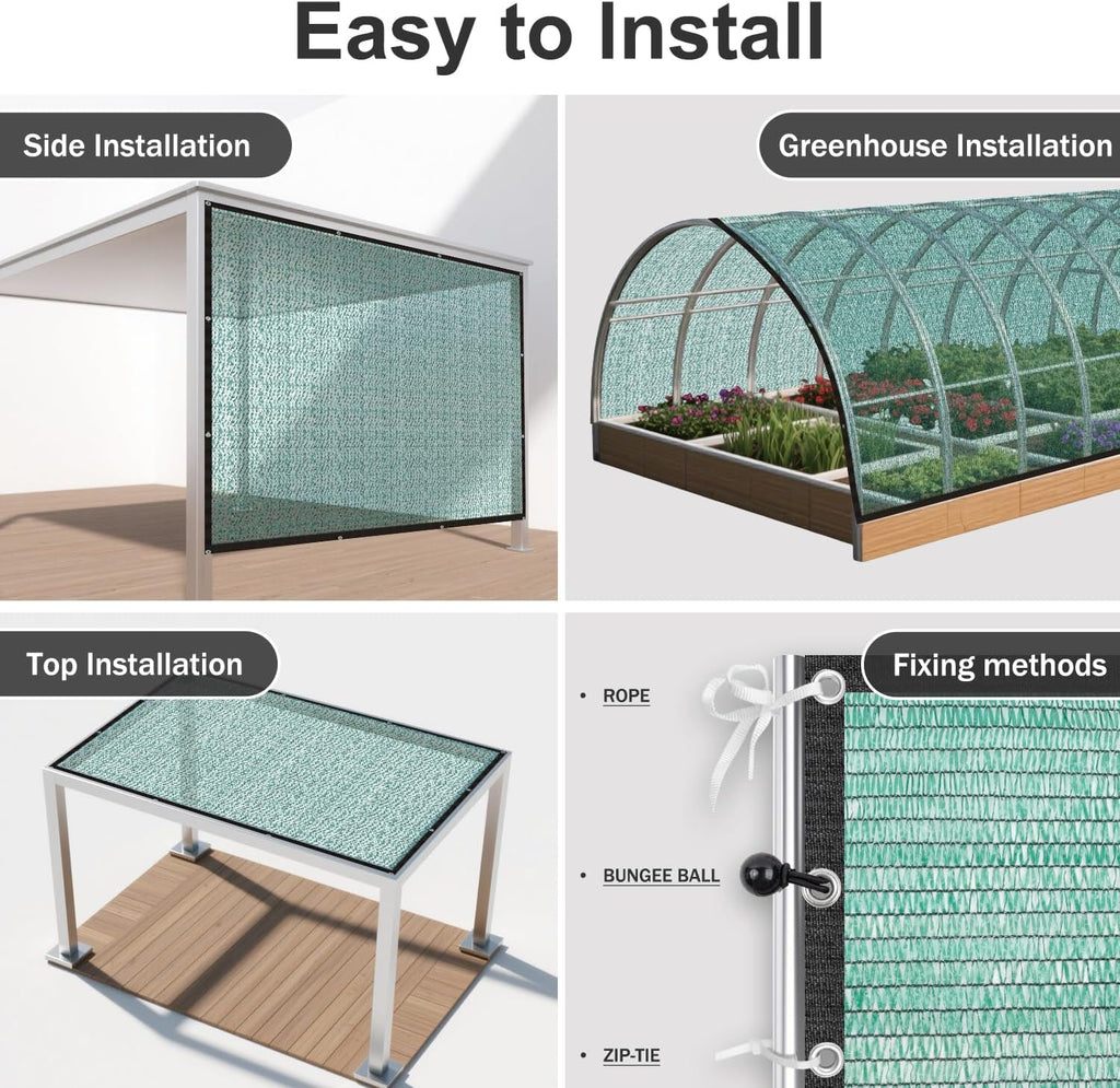 SUNNY GUARD Sun Shade Cloth, 20 x 20 FT Green HDPE Mesh | 35-45% Breathable shade cover creates a cooler space for