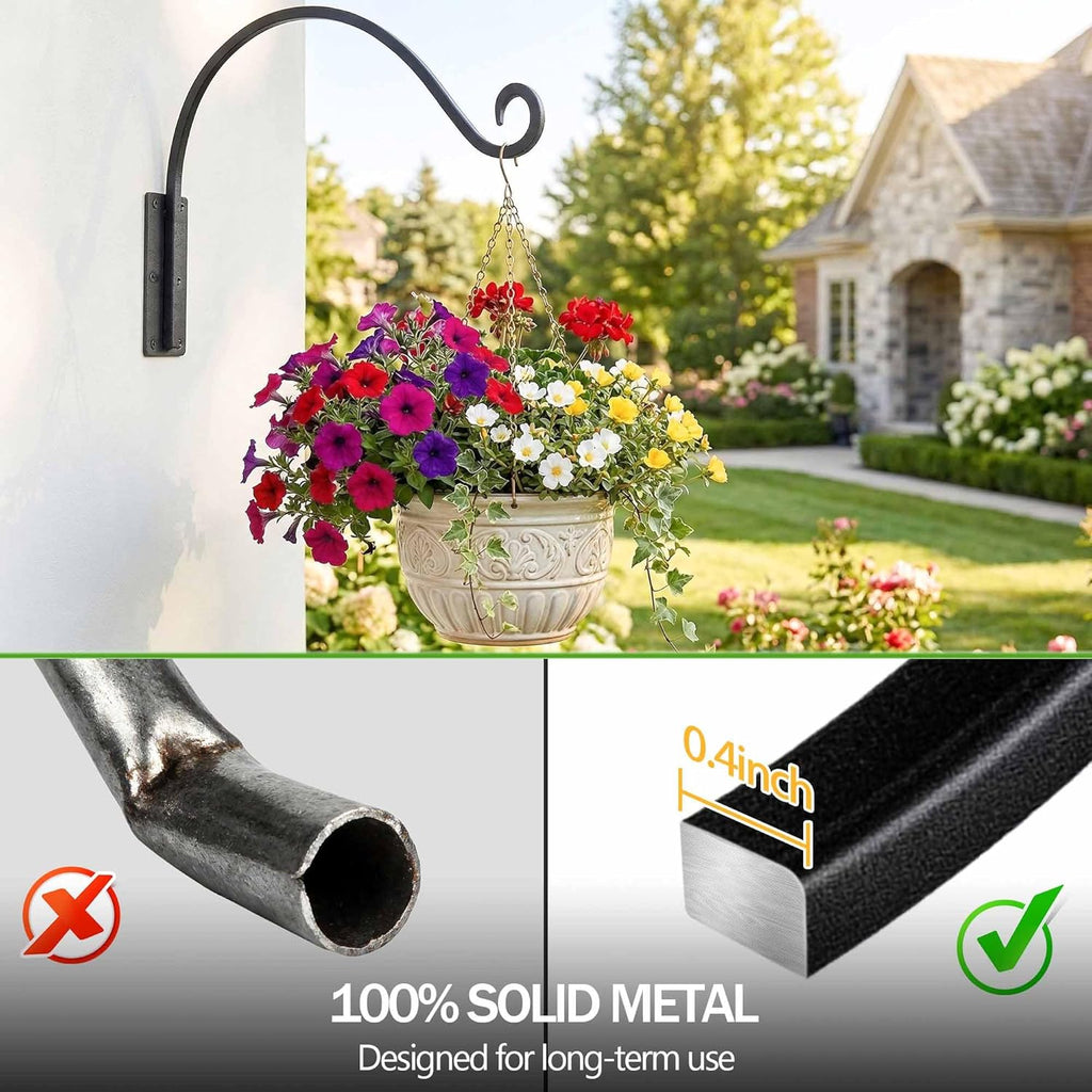 Heavy Duty Plant Hanger Bracket - 22 Inch 100Lbs Outdoor Wall Mount Hook | Rust-Resistant Metal Hook,Easy