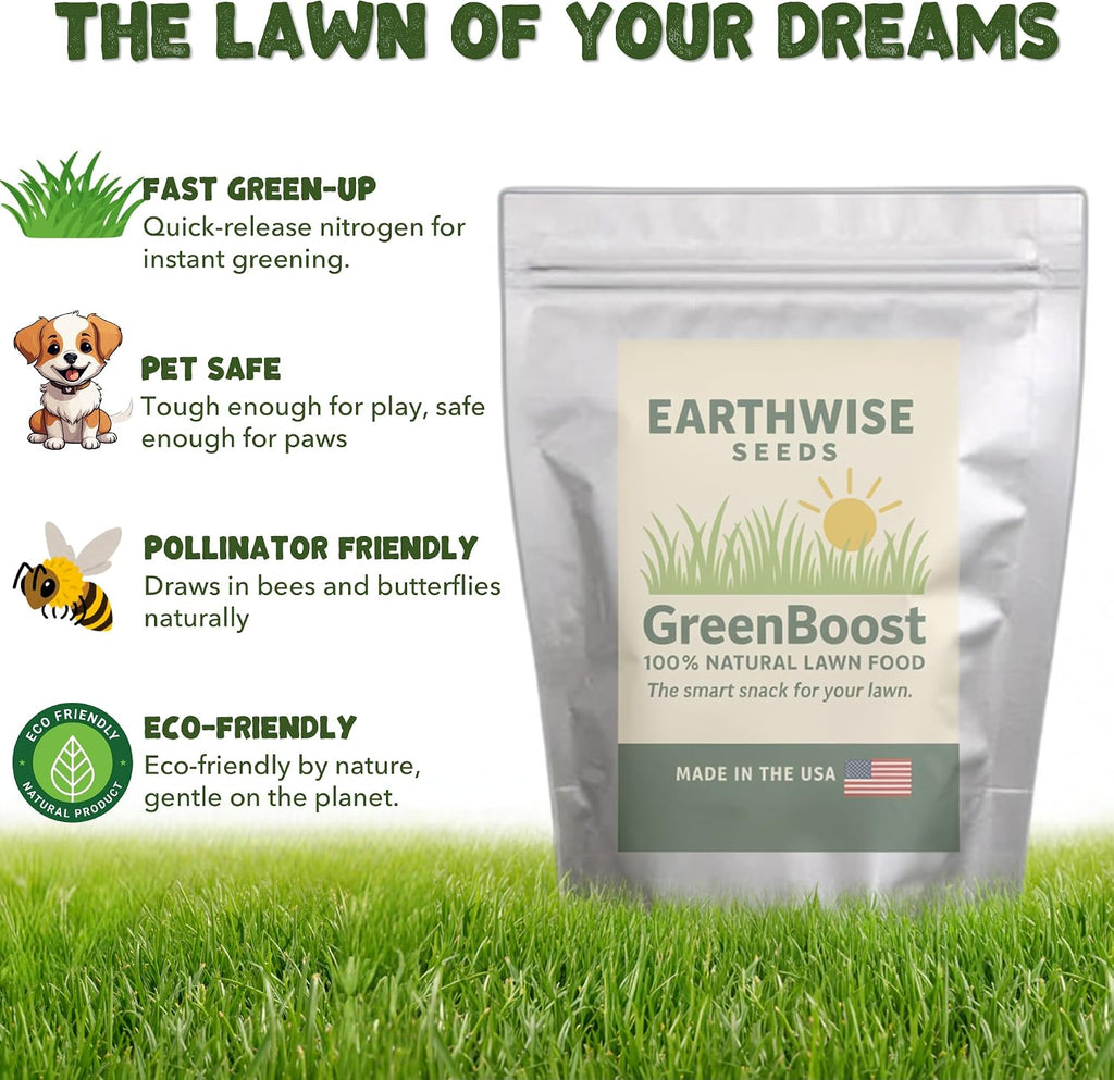 Earthwise GreenBoost Natural Lawn Food - 10 lb, 1,000 sq ft | Corn Gluten and Kelp Meal, 9.6-0-0 Quick-Release