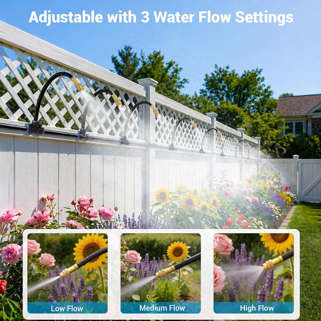 Thiswing 100FT 360° Adjustable Irrigation System for Garden | 1/4" Tubing, Automatic Watering Misting System with 18