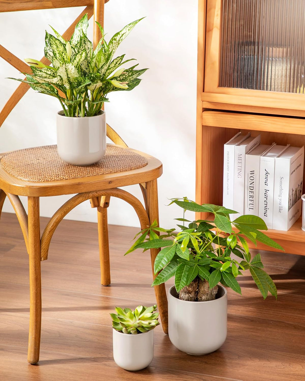vancasso Ceramic Plant Pots, 4+5+6 inches, Set of 3, Planters with Drainage Hole, Flower Pots Planters Pots for Indoor