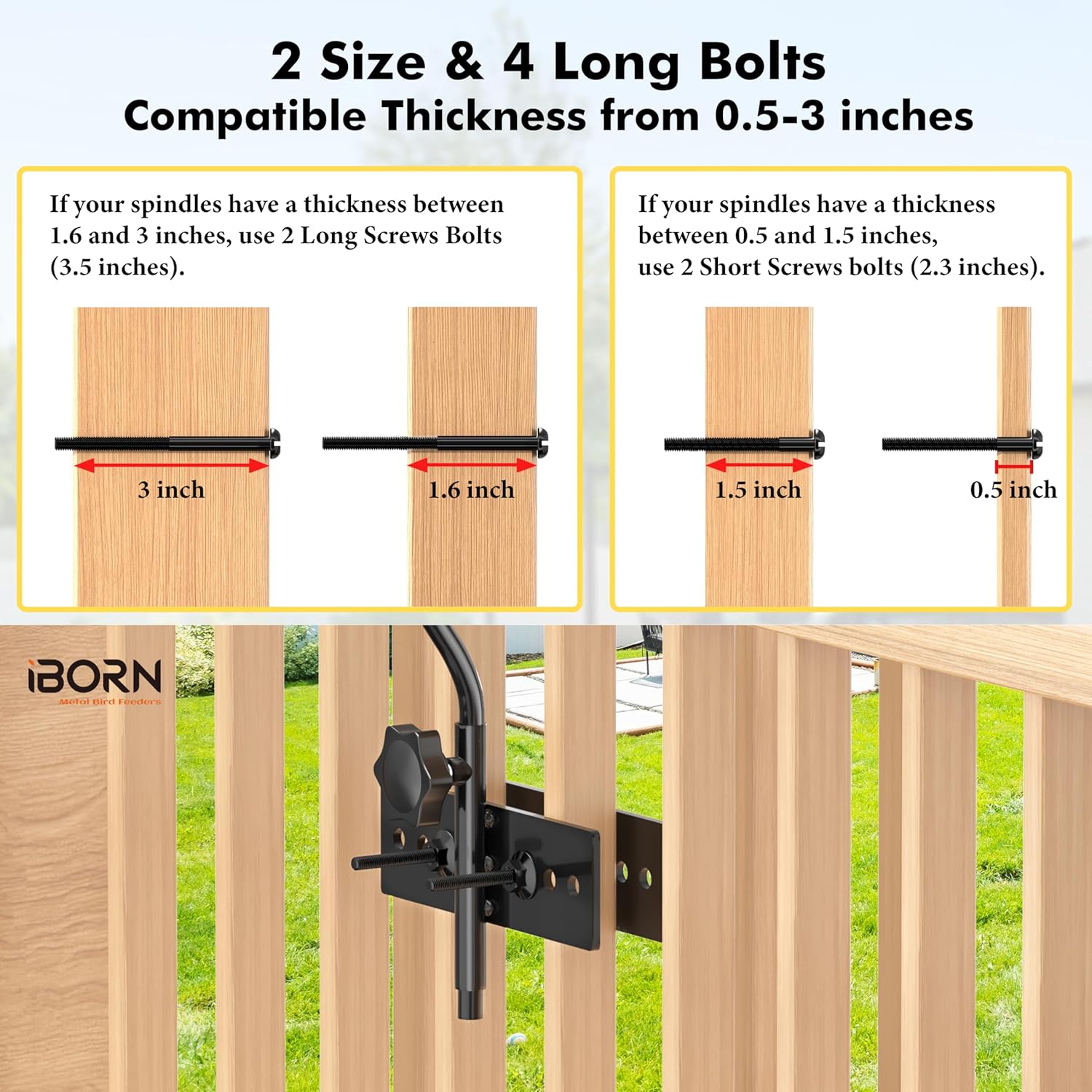iBorn Fence Deck Hook Rail Heavy Duty Hummingbird Feeder Hanger 28 Inch Railing Hanging Hook for Bird Feeder, Suet