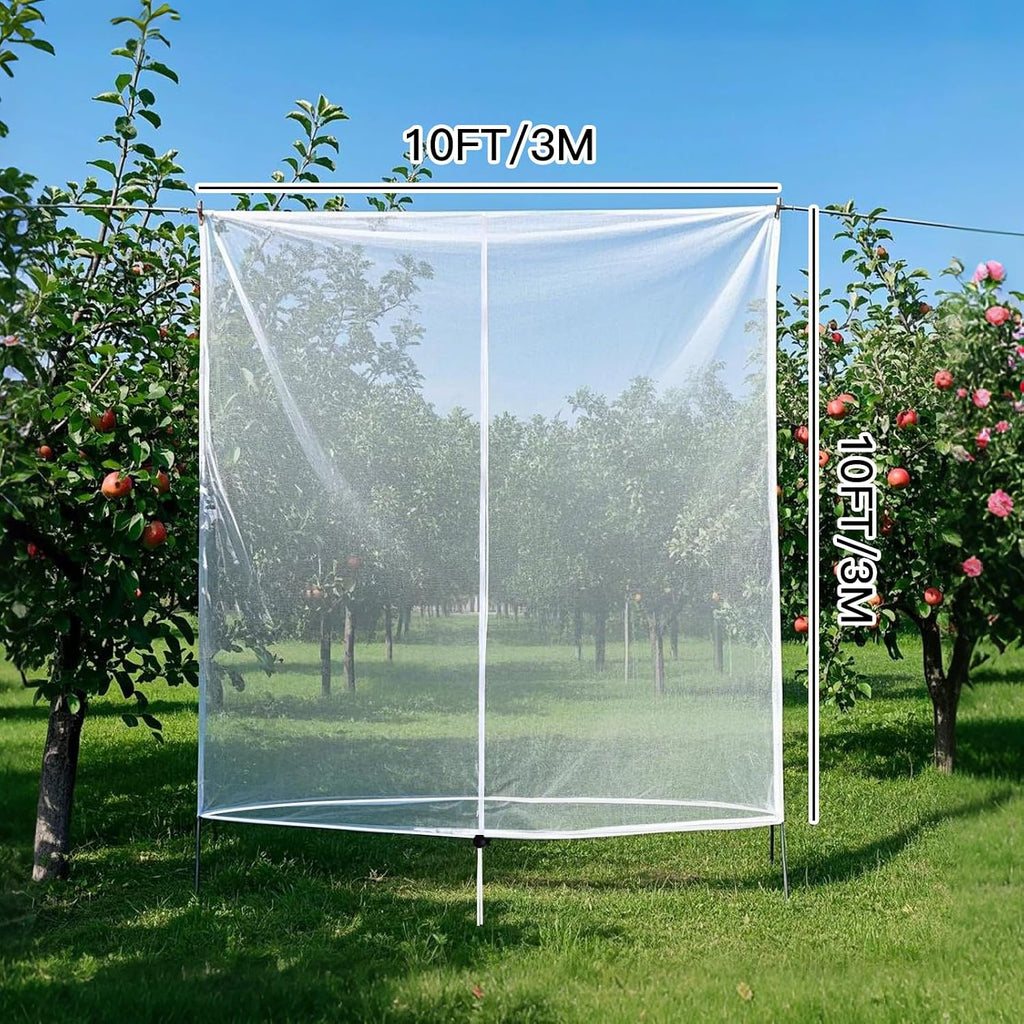 Large Fruit Tree Netting, Cookmaster 10x10Ft Insect Bird Barrier Netting with Drawstring and Zipper, Garden Netting