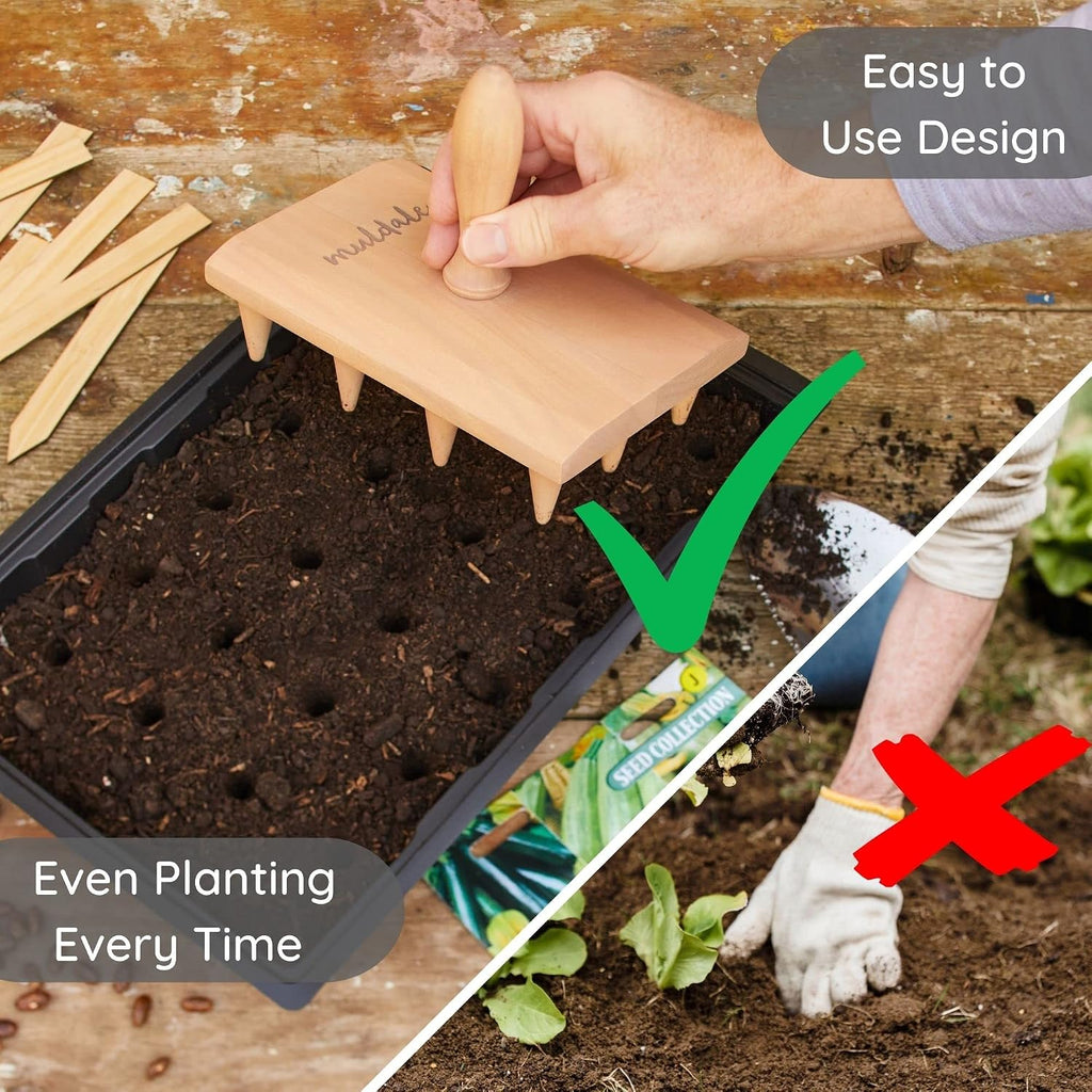 Multi Seed Dibber Garden Tool - Seedling Spacing Tool with Handle - Plant Dibber Yard - Seed Spacer - Made in England