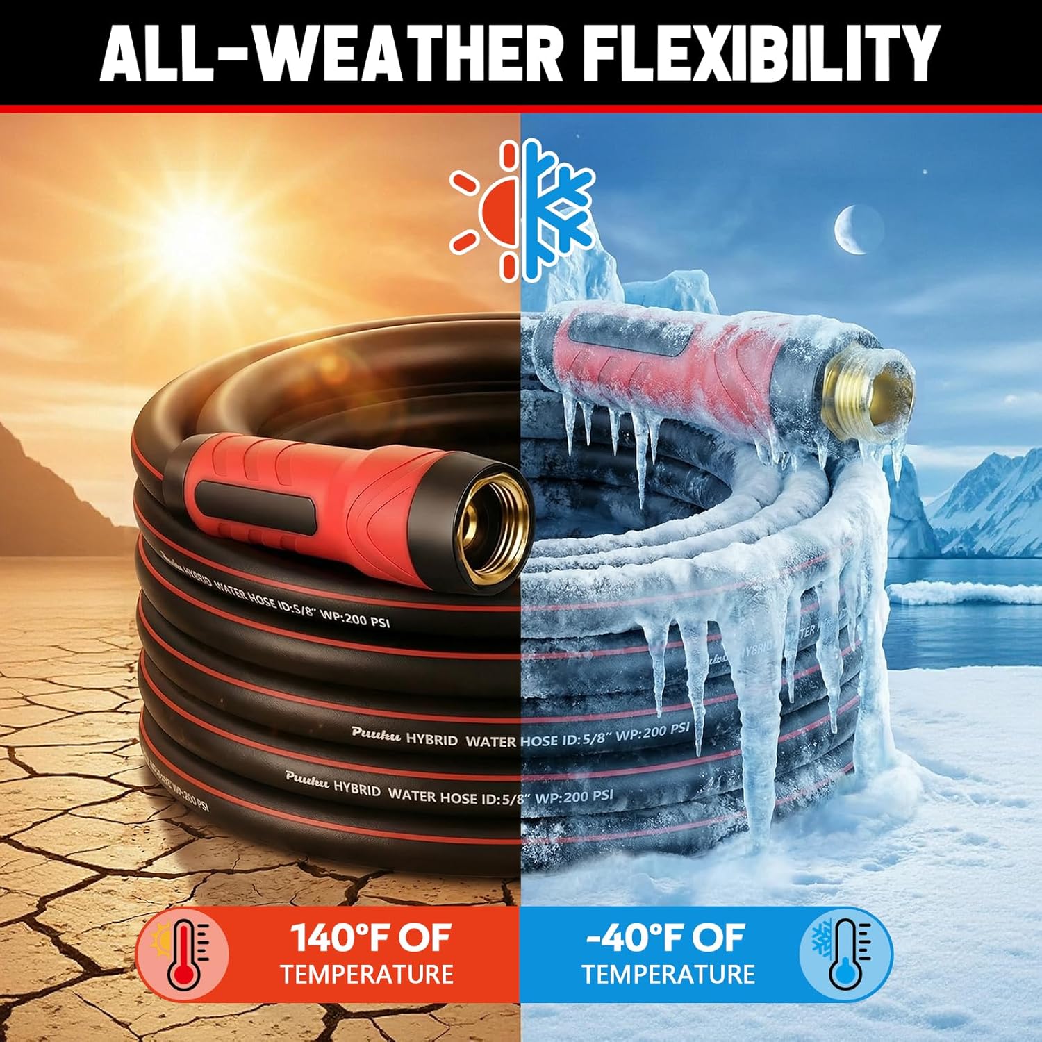 Garden Hose 25ft x 5/8", NON-EXPANDABLE Heavy Duty Premium Flexible Hose | No Kink, Leakproof, Lightweight Hybrid Water
